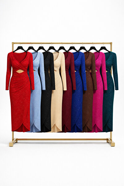 OEM Long Glamorous Dress with Glitter and Open Back - S-L Various Colors