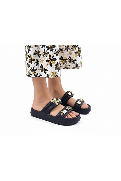 Budaks Women's Accessory-Enhanced Drawstring Double-Strapped Thick-Soled Slip...