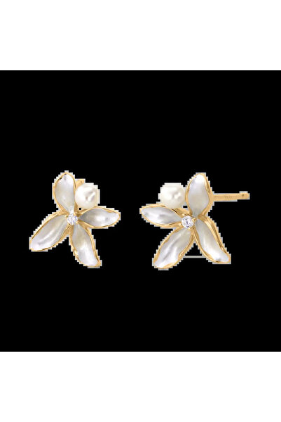 Lisa&Co. Cercei Argint Orchid&Pearl White Argint placat cu aur galben / Alb /...