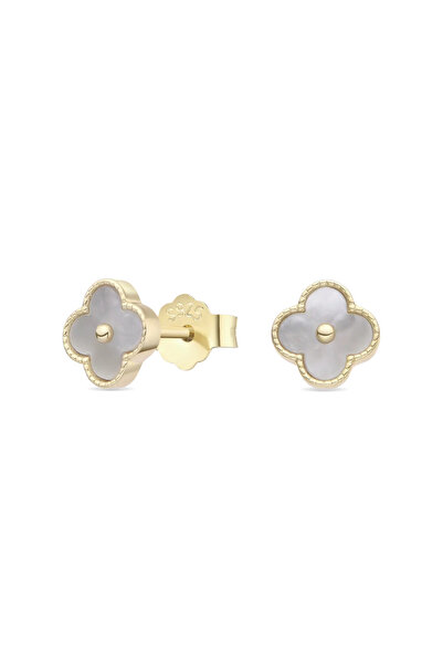 Lisa&Co. Cercei Argint Four Petals Argint placat cu aur galben / Sidef / Alb