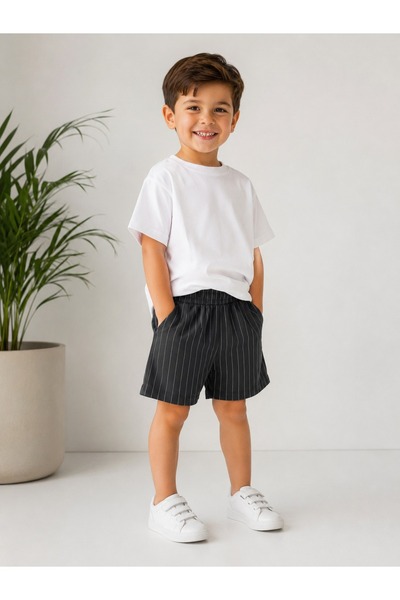Yalçınoğlu Kids Ριγέ βασικά σορτς για αγόρια I Παιδικά σορτς I Σορτς για αγόρ...