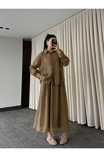 My Blog Olive Shirt Skirt Set - 51159