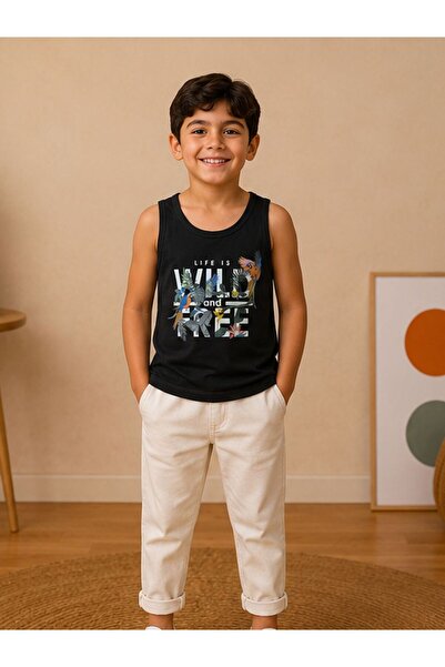 DECODASS Boy's Athlete Printed Sleeveless T-Shirt Cotton Summer Kids Athlete ...