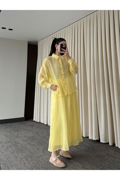 My Blog Yellow Shirt Skirt Set - 51159