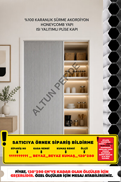 D&Y GAUDERY PLİSE AKORDİYON SÜRME KAPI PLİSE PERDE %100 BLACKOUT HONEYCOMB IS...