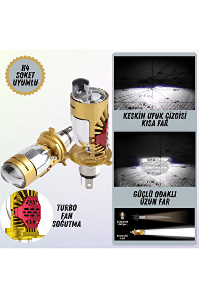 ŞüsCarOto Aksesuar H4 Lazer Mercekli Ufuk Çizgili Far Ampulü Araç Motosiklet ...