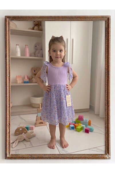 MODA Tüllü Baskısız Düz Üst Kısım Ribana Alt Kısım Astarlı Tütü Etek Kız Çocu...