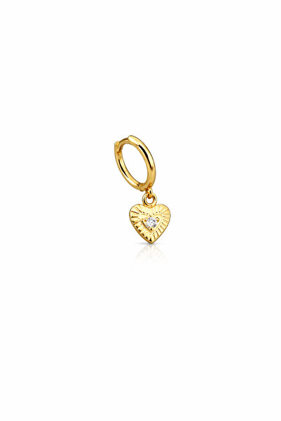 Sade Accessory Taşlı Çizgi Detaylı Kalp Küpe