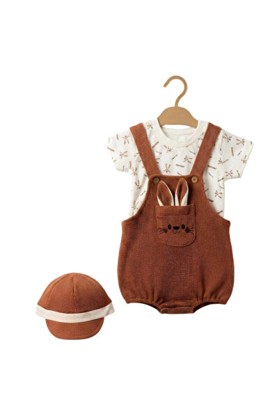 BabyWings Baby Rabbit Detailed Pocketed Waffle Salopet