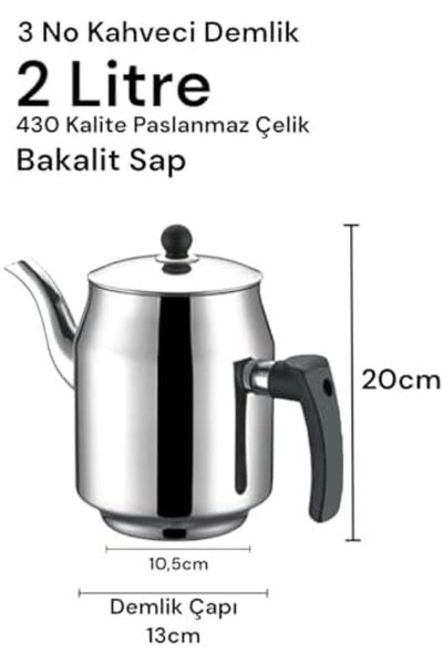 Yıldızan Nzr Beautestore 430 Stainless Steel Coffee Pot 2000ml 3 No 2026 1103473