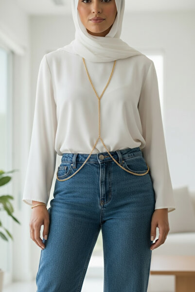 derokas Women's Design Body Chain with Hijab, Steel, Stylish, Elegant, Does N...