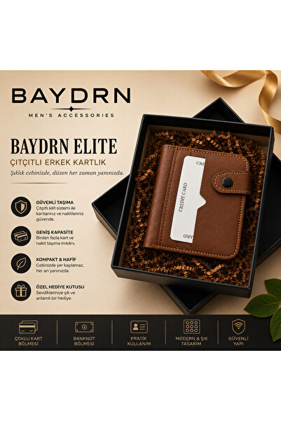 baydrn Elite Snap Fastener Men's Card Holder Wallet