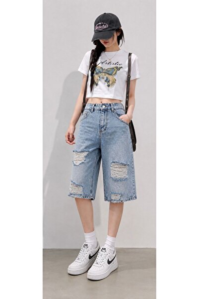 Volans Moda شورت جينز ممزق