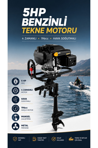 wüber PRO 5 HP Ultra Yüksek Performanslı 4 Zamanlı Benzinli Tekne Motoru