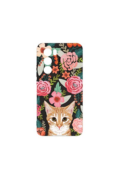 bestcase Θήκη Σιλικόνης Premium, Συμβατή με OPPO Reno12 Pro, Γάτα και Λουλούδ...