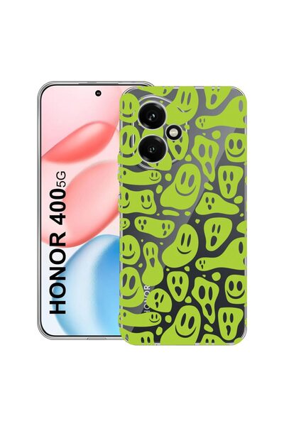 bestcase ¬Æ Husa Clear Silicon pentru Honor 400, Green Acid Smiley, 2036423 T...