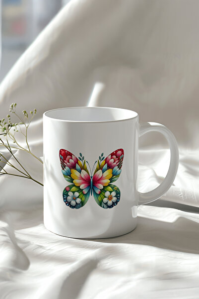 Mio Life Cute Patterned 330ml Printed White Ceramic Mug
