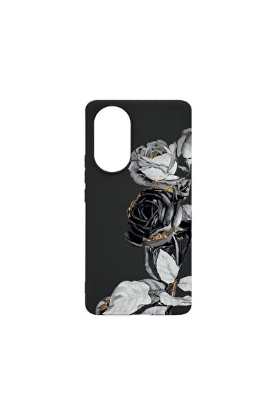 bestcase Λεπτή Θήκη Σιλικόνης 0.8MM, Συμβατή με Huawei Nova 9, Μαύρο Ροζ, Ανθ...