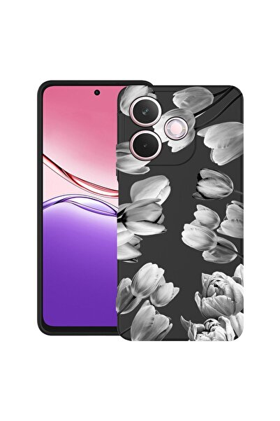 bestcase ¬Æ Husa TPU Ultra Slim Compatibila cu OPPO A5 Pro, Floral - Black Tu...