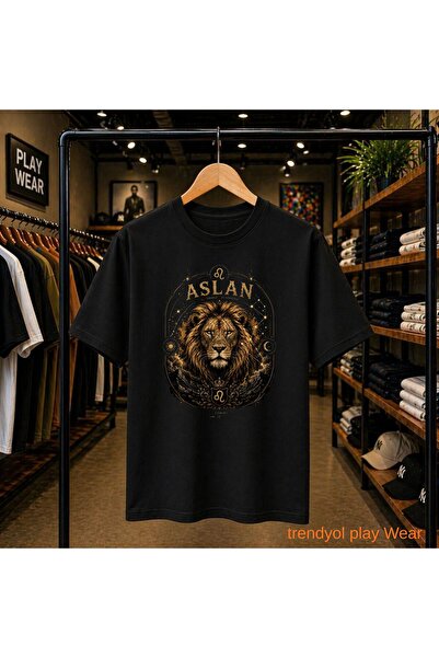 playwear تي شيرت Arslan Burç Gögüs مطبوع بنسبة 100% من القطن، مقاس كبير وفضفا...