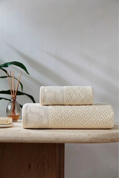Özdilek Set prosoape de baie Cotton Garden (50x90cm- 90x150cm) - Crem