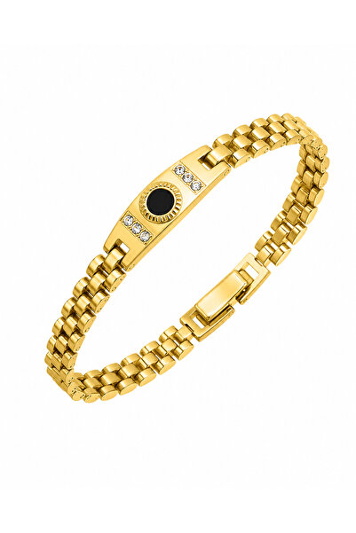 Selay Accessory سوار ذهبي مرصع بالأحجار الكريمة - سوار نسائي بتصميم عصري بلون...
