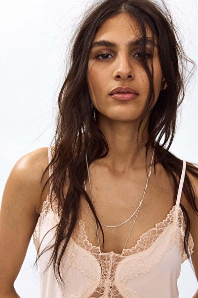 H&M Lace-trimmed Ponte-di-Roma strappy top