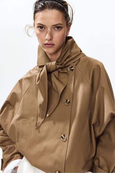 H&M Short trench coat with scarf