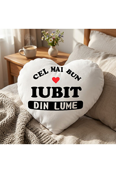OEM Personalized Heart Shaped Pillow , White, Message "Best Lover in the Worl...