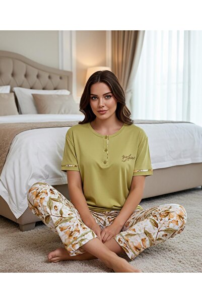 Mihra Women's Ring Viscose Buttoned Collar Short Sleeve Lycra Pajama Set 4011...