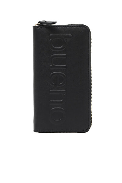 BUENO Black Leather Women's Wallet