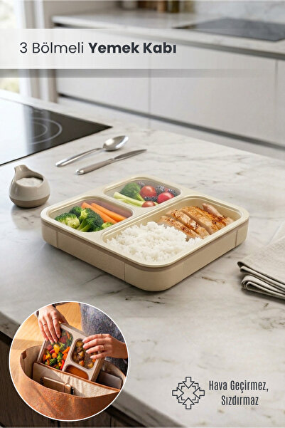 Orvila 3-Compartment Leak-Proof Lunch Box with Locking Lid, Airtight Food Con...