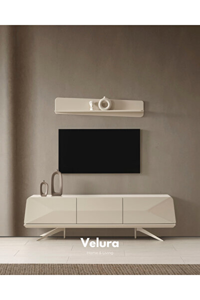 Velura Home & Living Vakko Tv Ünitesi - Krem (Alt Blok + Üst Blok)