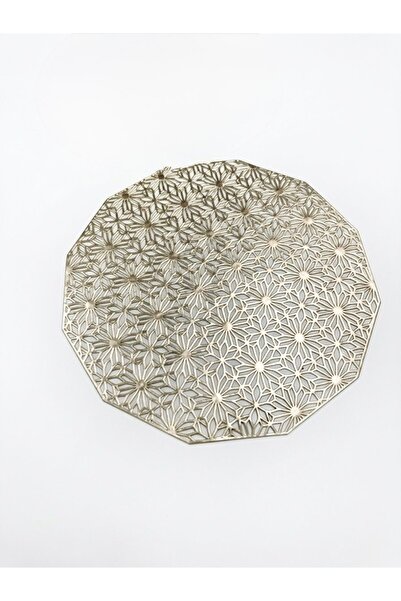 CEYLAN AVM34 38x38 cm Gümüş Yaprak Desenli Dekoratif Amerikan Servis / Supla
