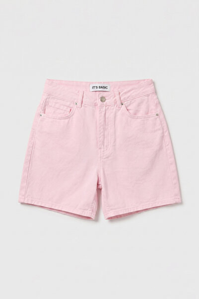 it's basic Γυναικείο ανοιχτό ροζ τζιν σορτς Diana 6s6-98 Relax Mom Fit