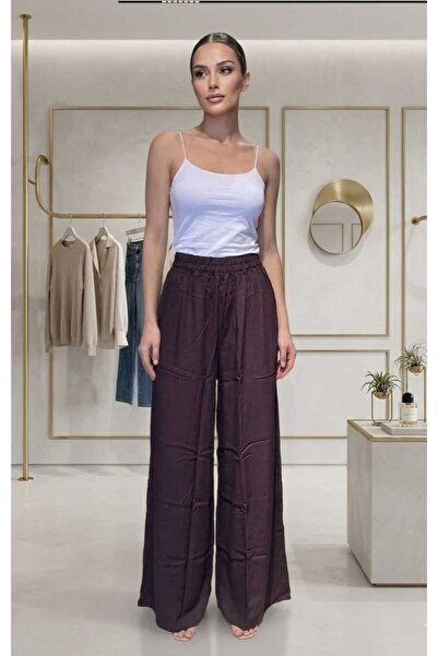 Butik Şalvar Dokuma Bol Beli Lastikli Rahat Yazlık Kumaş Pantolon