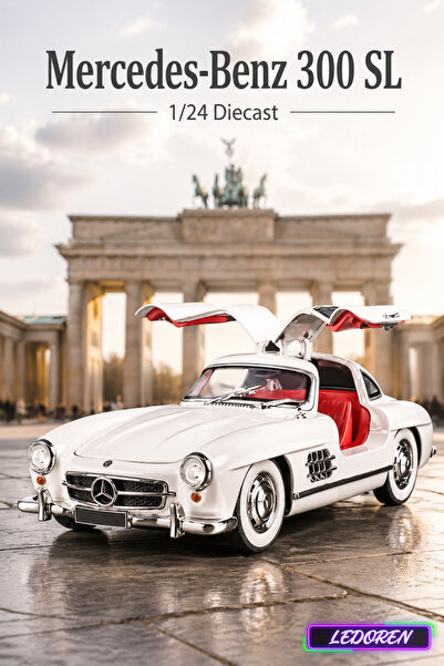 L'eDoren White Color 1954 Mercedes-Benz 300Sl 1/24 Diecast Model Car Metal Cl...