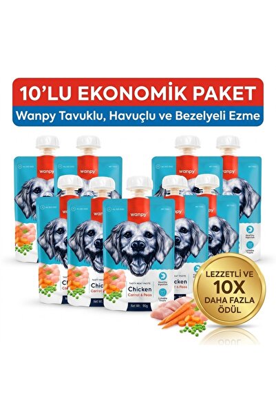 Wanpy Taze Tavuklu&Havuçlu 10'lu Köpek Et Ezmesi 90 gr