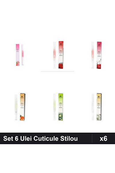 global fashion Set 6 Ulei Cuticule Tip Stilou - Peach, Trandafir, Cireșe, Por...