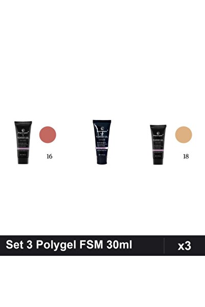 FSM Set 3 Polygel 30ml - Nr.15, Nr.16, Nr.18 - Constructie Unghii