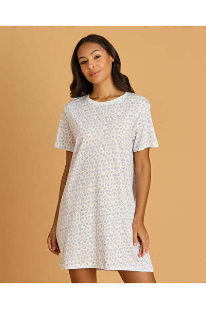 REDTAG Women Ivory Placement Print Night Shirt