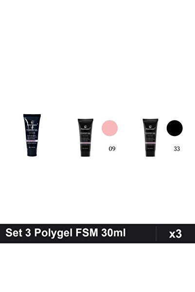 FSM Set 3 Polygel 30ml - Nr.15, Nr.09, Nr.33 - Constructie Unghii