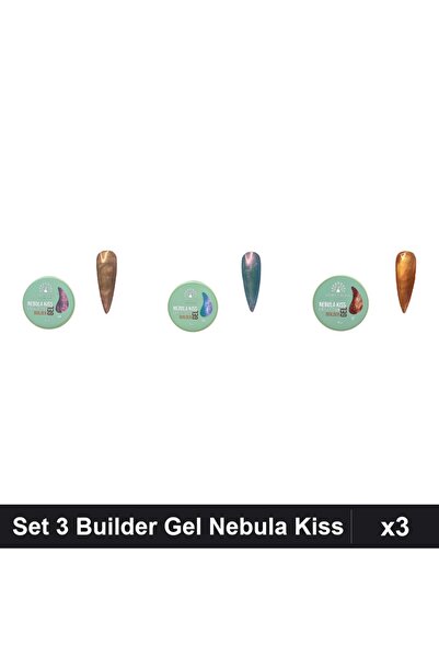 global fashion Set 3 Nebula Kiss Builder Gel 15g - Nr.03, Nr.04, Nr.12
