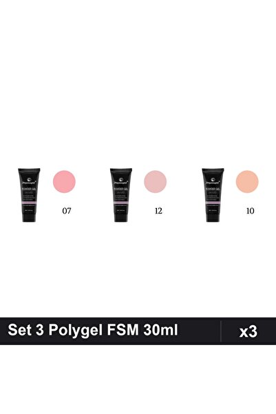 FSM Set 3 Polygel 30ml - Nr.07, Nr.12, Nr.10 - Constructie Unghii