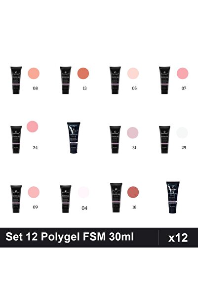 FSM Set 12 Polygel 30ml - Nr.04, 05, 07, 08, 09, 13, 14, 16, 22, 24, 29, 31 -...