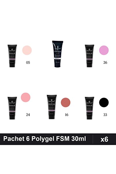 FSM Set 6 Polygel 30ml - Nr.05, Nr.16, Nr.17, Nr.24, Nr.26, Nr.33