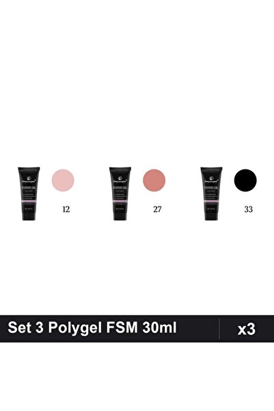 FSM Set 3 Polygel 30ml - Nr.12, Nr.27, Nr.33 - Constructie Unghii