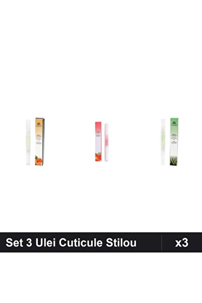 global fashion Set 3 Ulei Cuticule Tip Stilou - Portocala, Strawberry, Aloe Vera