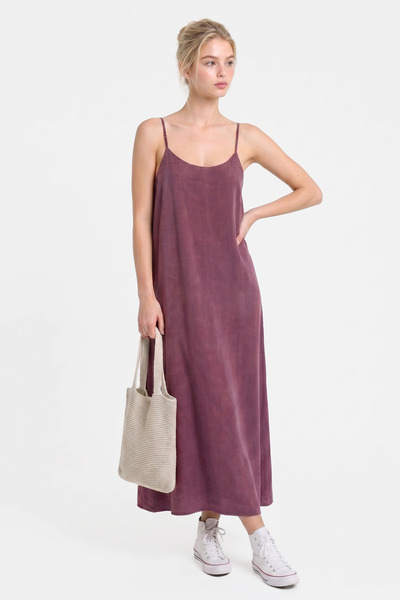 No Matter What Adjustable Thin Strap Tencel Midi Dress