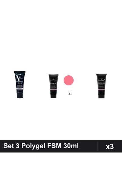 FSM Set 3 Polygel 30ml - Nr.14, Nr.21, Nr.01 Clear - Constructie Unghii